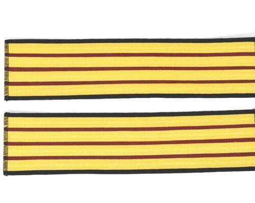Cuffs Braid Lace 3 x 1/2 inch Silky Yellow bars 330mm Long on black cloth