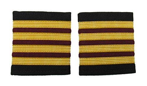 Epaulette 3 X1/4 inch Gold 2 Bars Maroon Airline R235