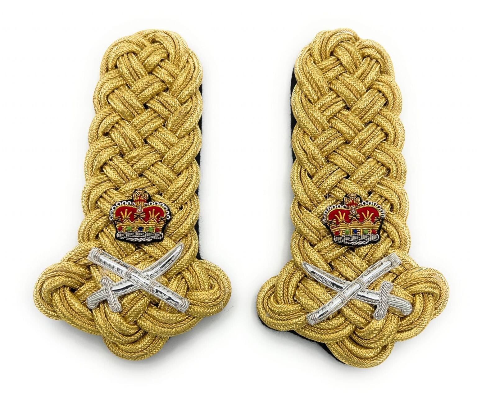 Rpc R1736 Shoulder Board Gold Wire Lieutenant General Crown Crossed sword & Baton ...