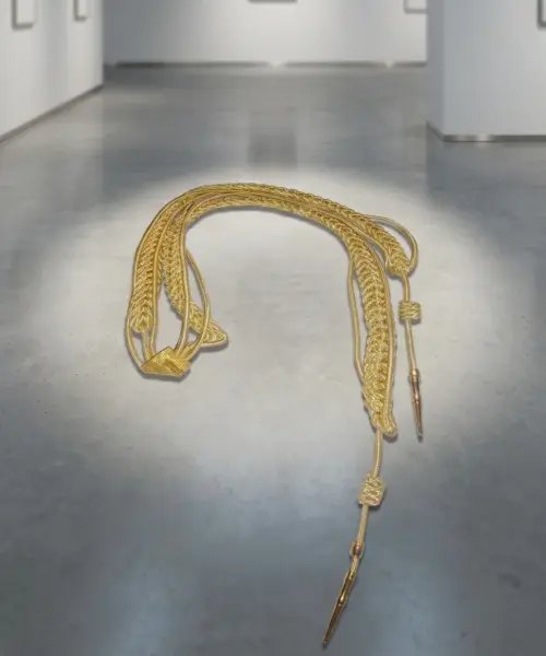 Gold Bullion Wire Ceremonial Aiguillette with Dual Brass Tips