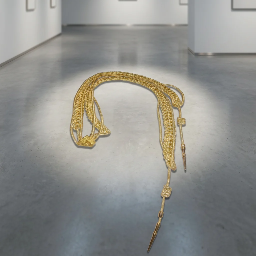 Gold Bullion Wire Ceremonial Aiguillette with Dual Brass Tips