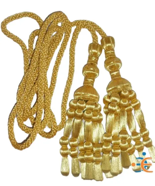 Handmade Metallic Cord & Bullion Fourragere Shoulder Lanyard