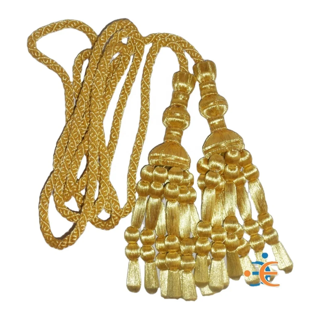 Handmade Metallic Cord & Bullion Fourragere Shoulder Lanyard
