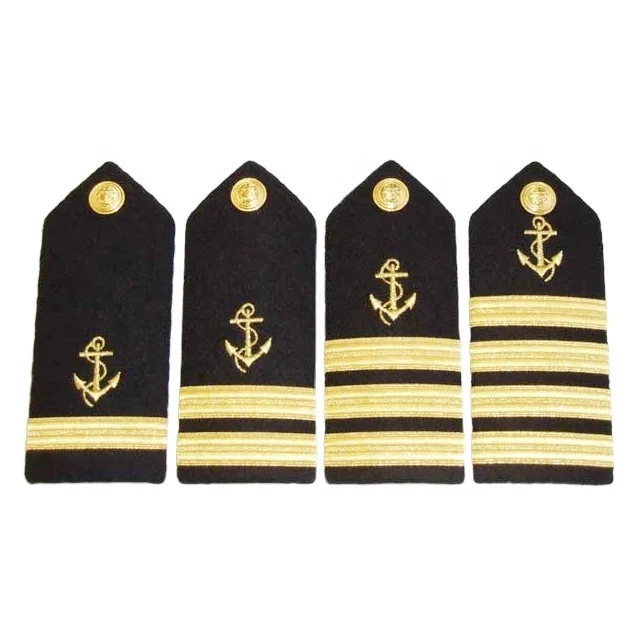 Hand-Embroidered Gold Bullion Officer Shoulder Boards Epaulettes