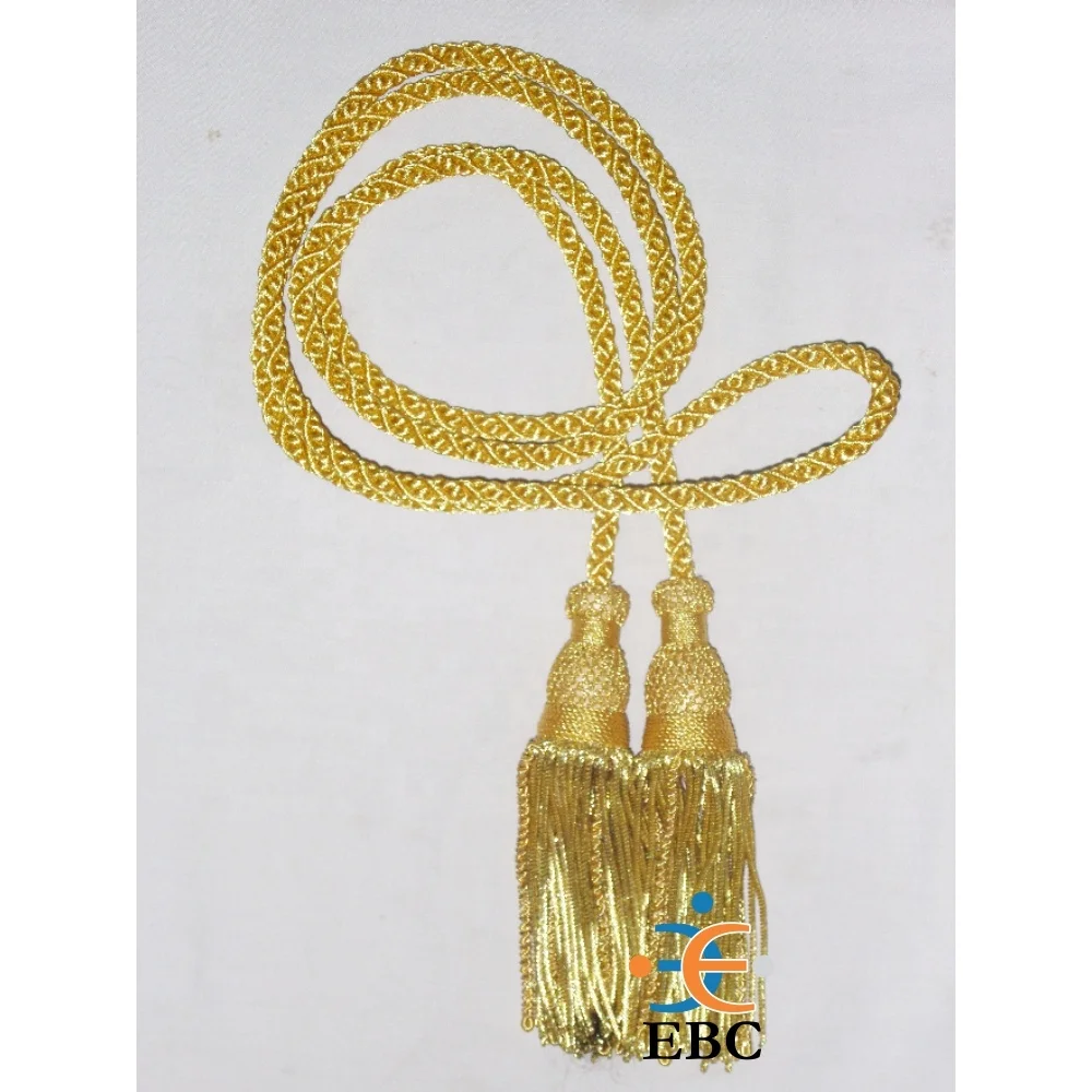Handmade Metallic Cord & Bullion Fourragere Shoulder Lanyard - Image 3