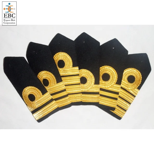 Hand-Embroidered Gold Bullion Officer Shoulder Boards Epaulettes - Image 2