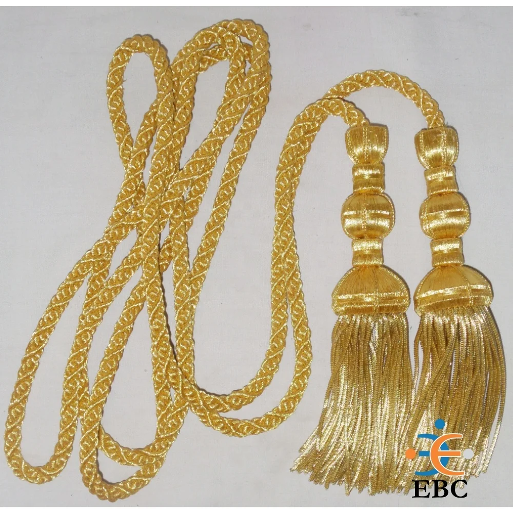 Handmade Metallic Cord & Bullion Fourragere Shoulder Lanyard - Image 2