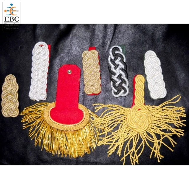 Handmade Ceremonial Epaulette Cords with Brass Clips (Pair) - Image 3